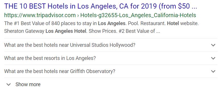 hotel shows up via big sites